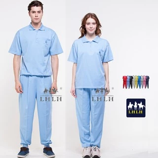 水藍色 健診服 休閒服套裝 看護服 工作服 短袖 女生 男生 Polo衫