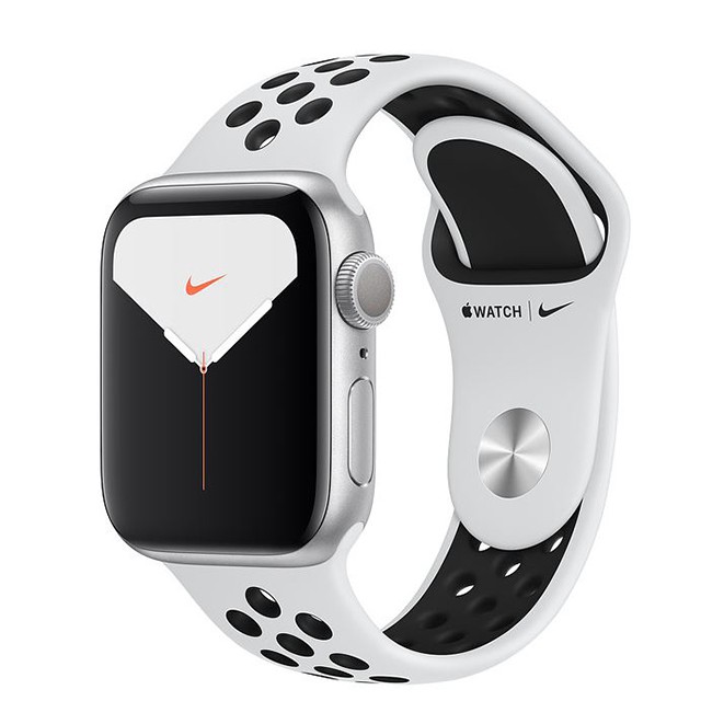 【現貨】【已拆封未使用】無法開機~Apple Watch S5 GPS 40mm 銀色鋁金屬錶殼搭Nike白色運動型錶帶