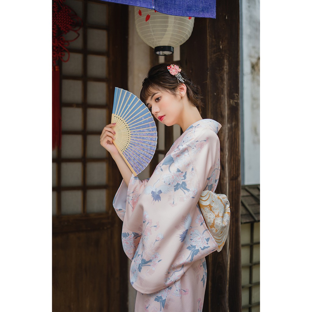 橘粉鶴振袖改良着物 つかり 