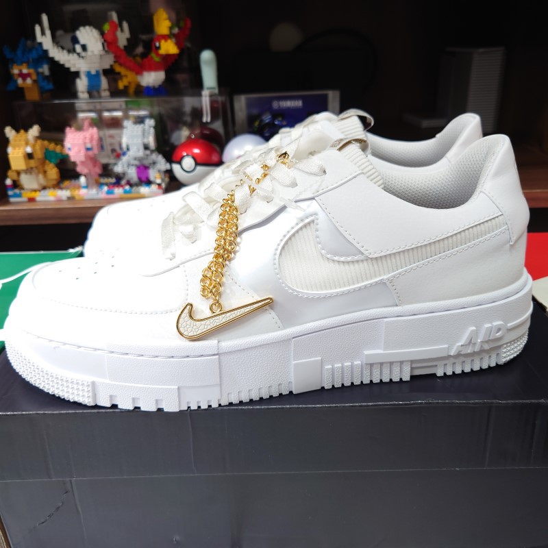 小八】Nike Air Force 1 Pixel W Gold Chain 白灰金鍊DC1160-100