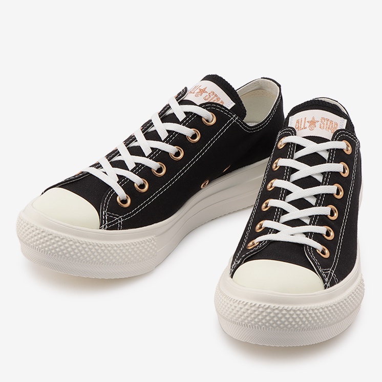 CHII】日本限定Converse ALL STAR LIGHT PLTS PG OX 輕量厚底黑色玫瑰