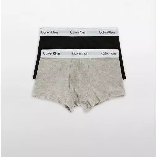 Calvin Klein CK 男士現代棉彈力四角内褲2件裝 1 HTR GRY/1 BLK