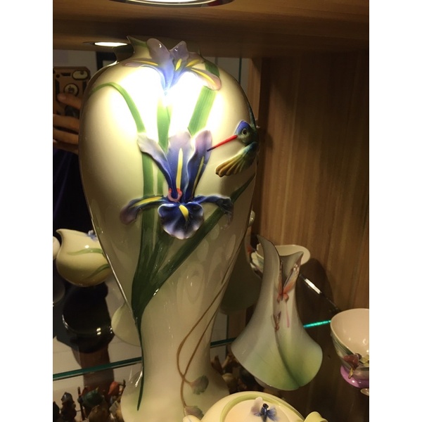 Franz 法藍瓷！幸福青鳥蜂鳥大花瓶！五折特價！高約36.8公分！精品收藏