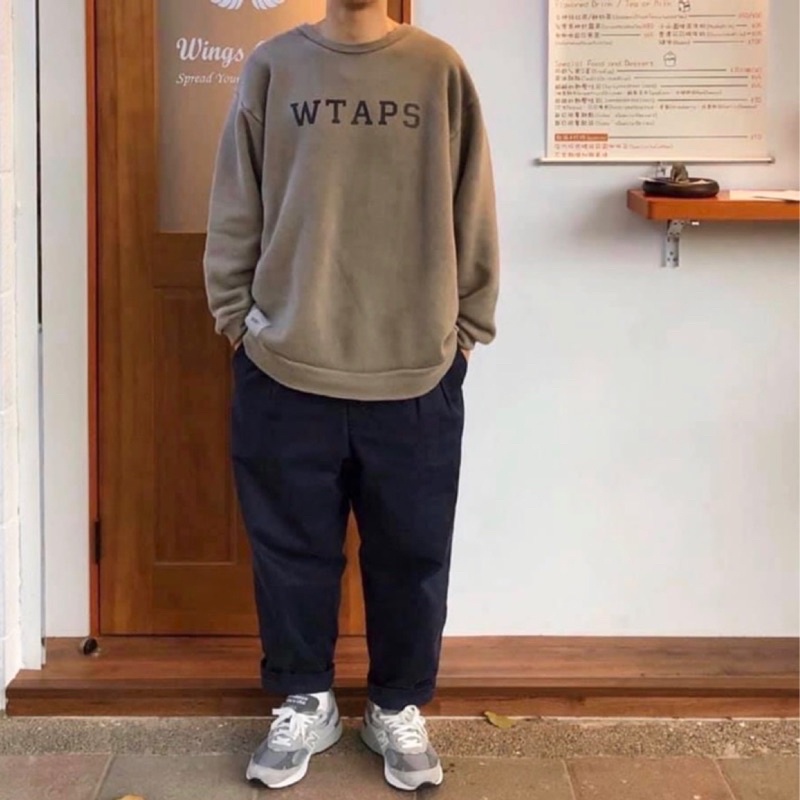 經典字體Wtaps COLLEGE DESIGN CREW NECK SWEATSHIRT 水洗灰大學