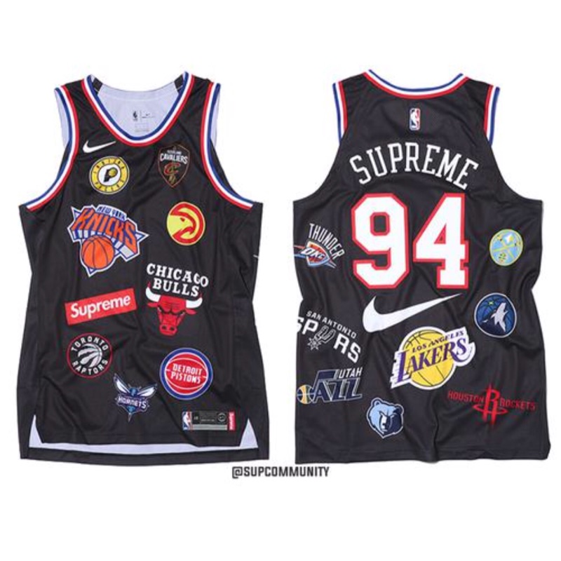 全新現貨 18 Supreme®/Nike®/NBA Teams Authentic Jersey 黑M