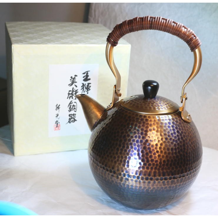 SHINKO~日本製造~新光堂~KG1667~王輝~銅製~錘目急須~純銅~泡茶壺~14 