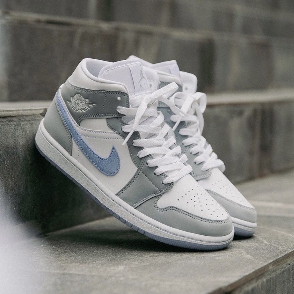 柯拔Air Jordan 1 Mid Wolf Grey AJ1 高筒情侶鞋BQ6472-105 | 蝦皮購物