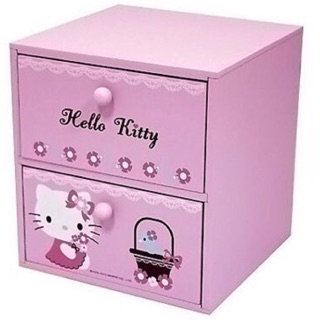 正版授權 KT-0571  木製 Hello Kitty 雙抽屜收納盒 置物盒 桌上收納盒《熊兔的店 》