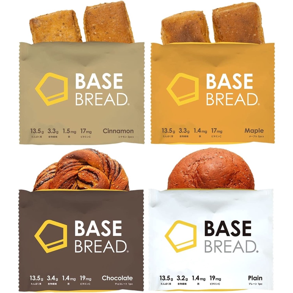 日本BASE BREAD 低糖營養麵包營養食品基礎麵包4 種口味套裝16袋入膳食