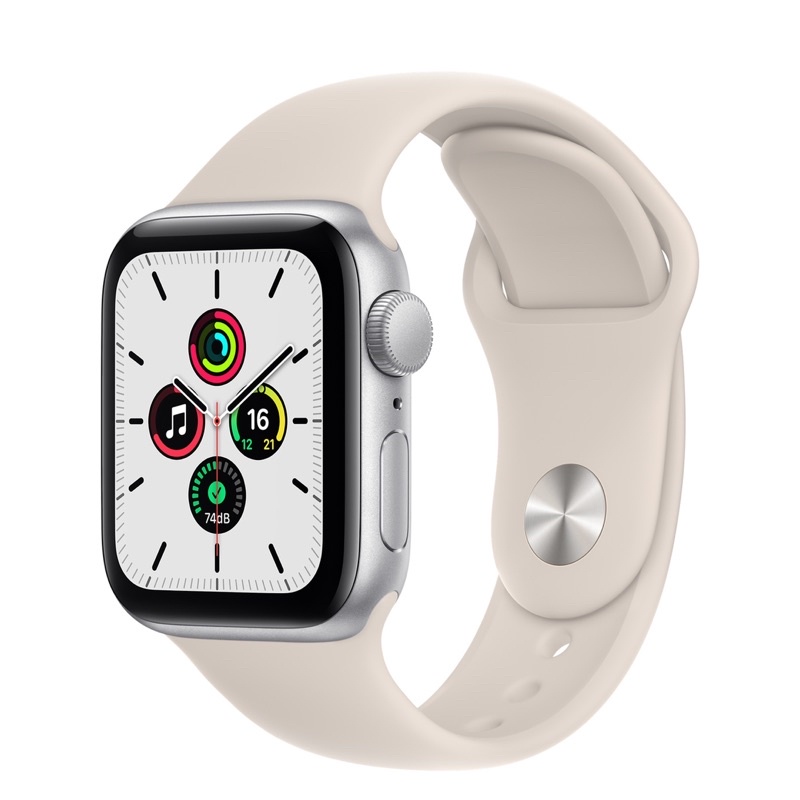 全新) （現貨）Apple Watch SE 40mm A2351 銀色鋁金屬錶殼白色運動型錶