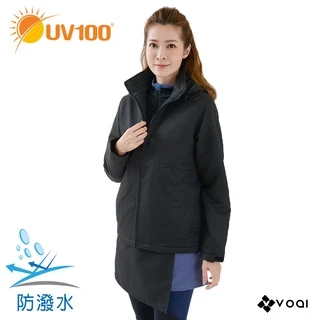 【UV100】 防曬 防潑水保暖帽可拆鋪棉外套-女(AB21837) VOAI