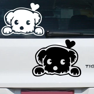 汽車裝飾貼紙改裝個性泰迪小狗車貼劃痕遮擋車門側門車尾可愛卡通