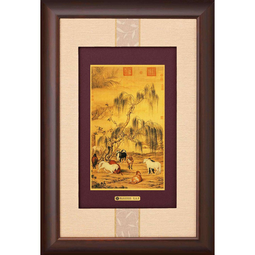 故宮授權] 品金品黃金畫八駿圖高級禮物禮品居家裝飾精品布置掛畫壁畫