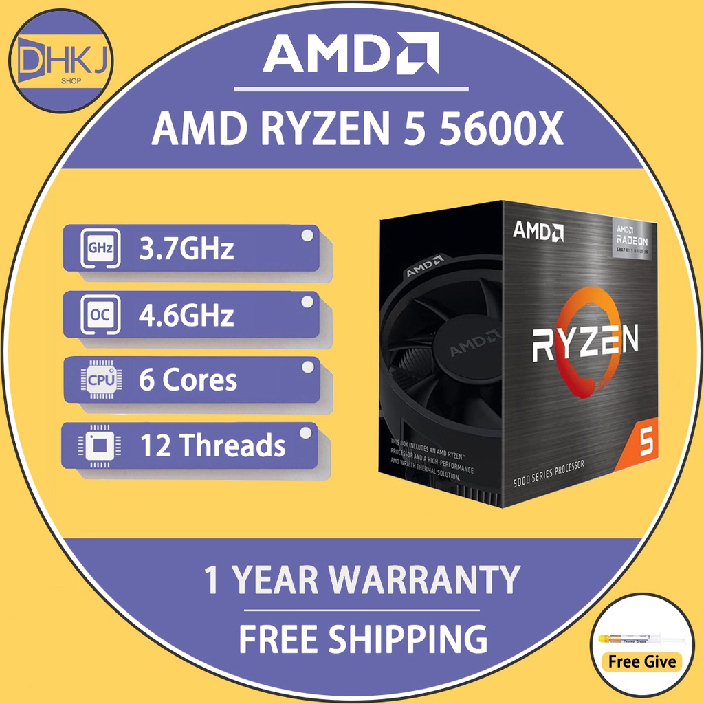 全新 AMD Ryzen 5 5600X R5 5600X CPU 處理器 3.7 GHz 6 核 12 線程 7NM 蝦皮購物