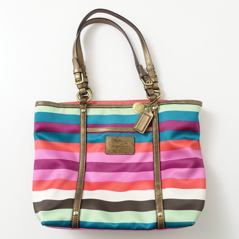 Rainbow stripe coach online purse