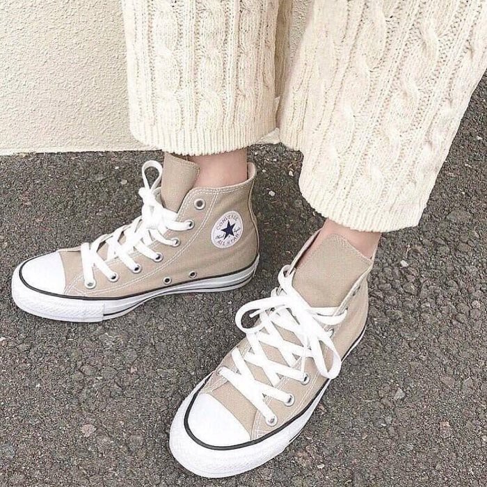 零碼 Converse CANVAS ALL STAR COLORS HI 高筒 日本限定 帆布鞋 奶茶色 1CL128