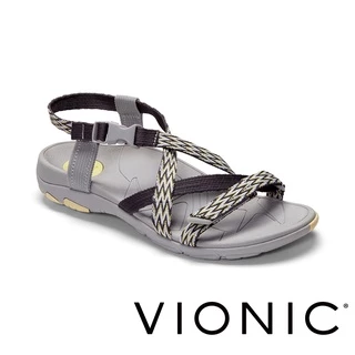 【VIONIC 法歐尼】Dorrin朵琳 易穿脫卡扣設計戶外輕量舒適足弓涼鞋(灰黃 共1色)