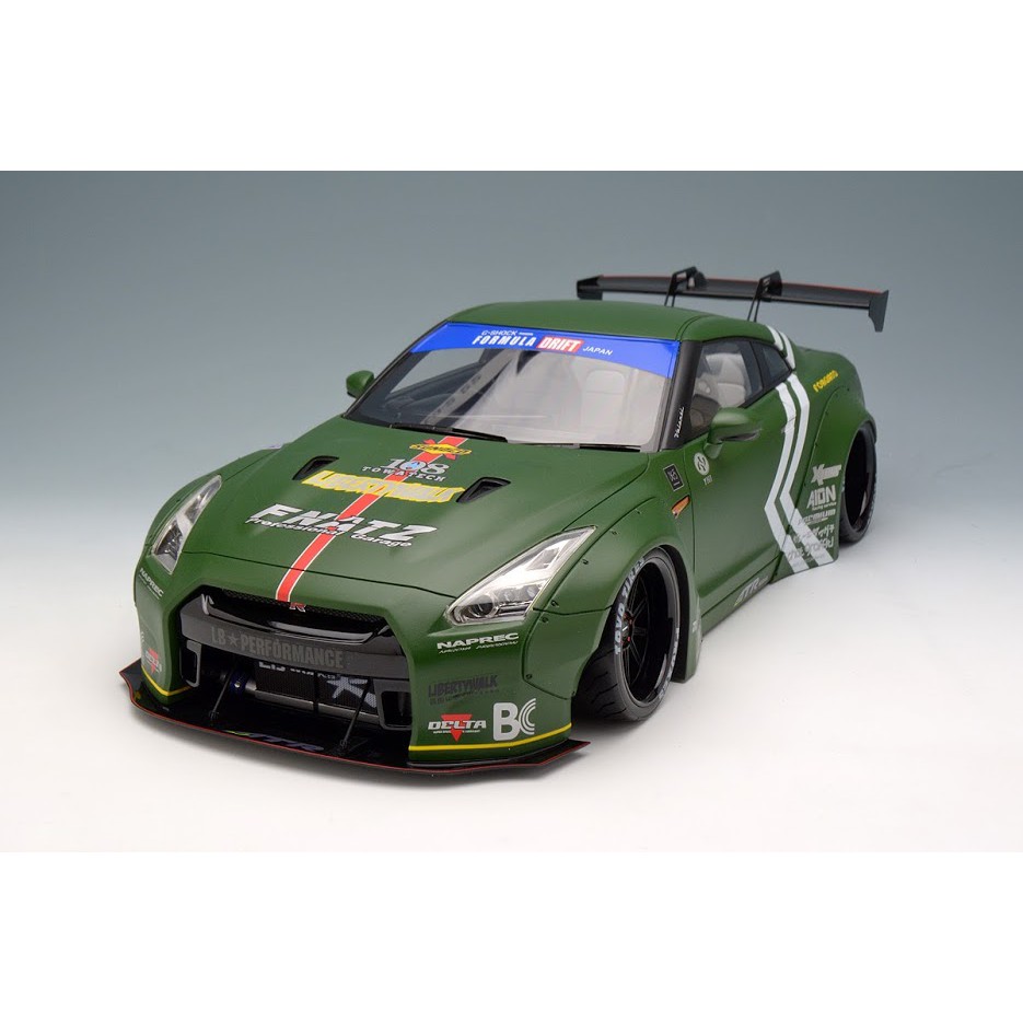 傑作坊】Make up 1/18 LB☆WORKS R35 GT-R 消光軍綠GT尾翼