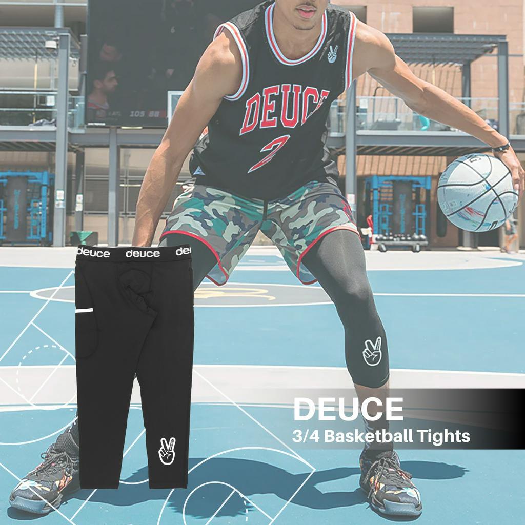 Deuce Brand 雙腿束褲Basketball Tights 大LOGO 7分黑色運動籃球【ACS】