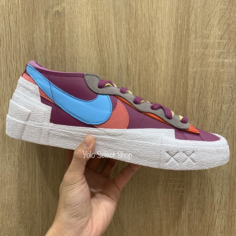 全新現貨Kaws x Sacai x Nike Blazer Low 白紫雙勾解構三方聯名DM7901