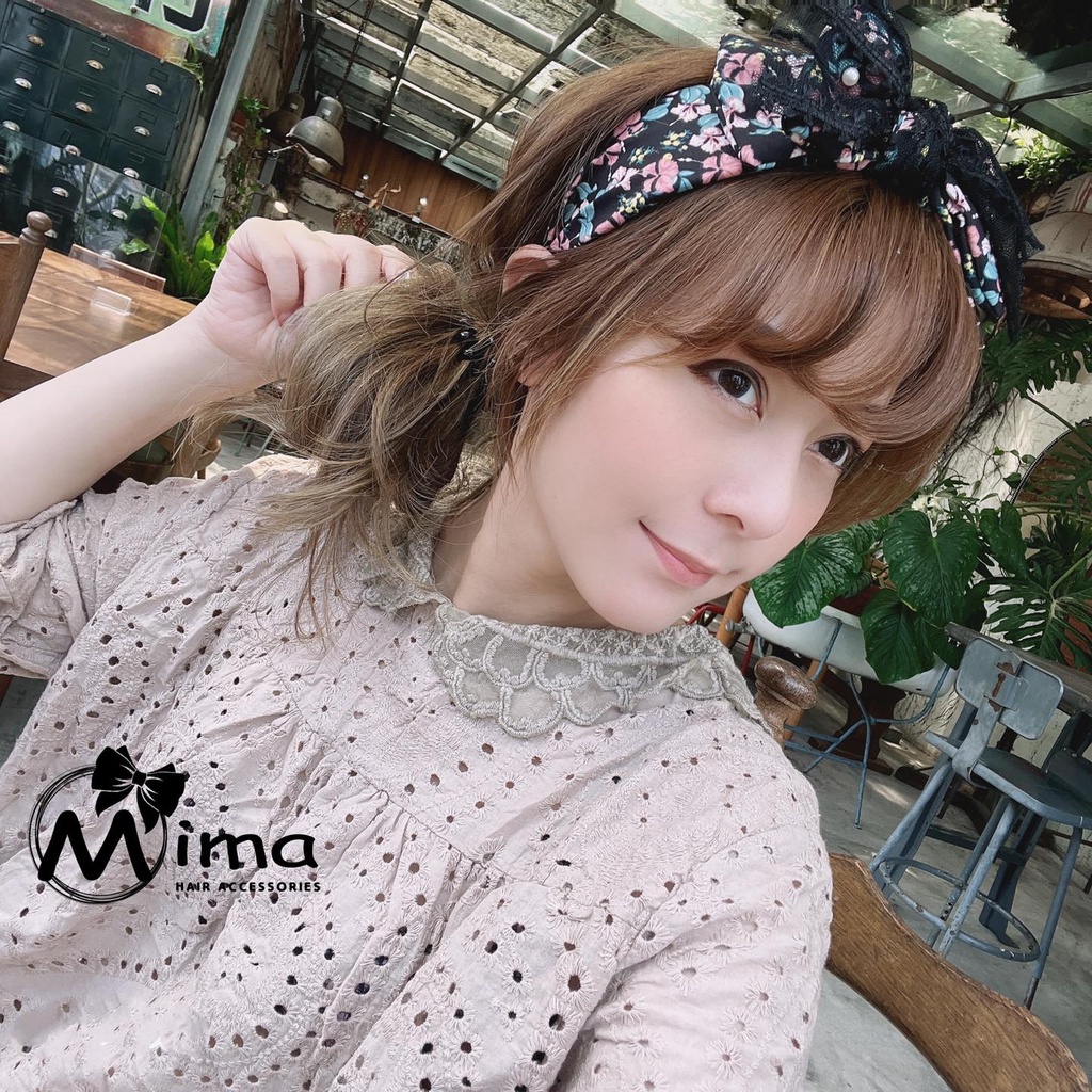 MIMIMAMA NIUNIU 妞妞 ciao lady 髮箍 設計款 自訂款 蝴蝶結 蕾絲 黑碎花 | 蝦皮購物