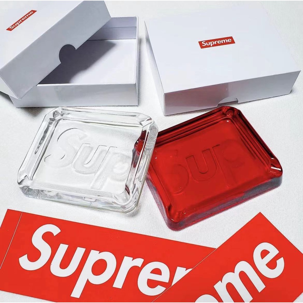 専門店では devised Supreme ashtray devised glass glass 赤 ashtray