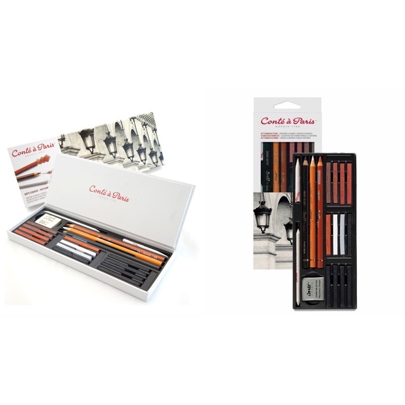 Conté Studio Sketching Set 康緹 素描 50127 50126 素描碳精筆 軟橡皮 素描蠟筆 | 蝦皮購物