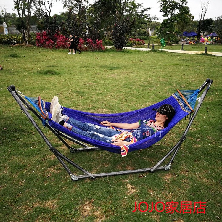 戶外吊床# 吊網床# 越南夏季吊床加厚黑色折疊架室內戶外自駕游秋千可調支架網床沙灘~JOJO家居店 | 蝦皮購物
