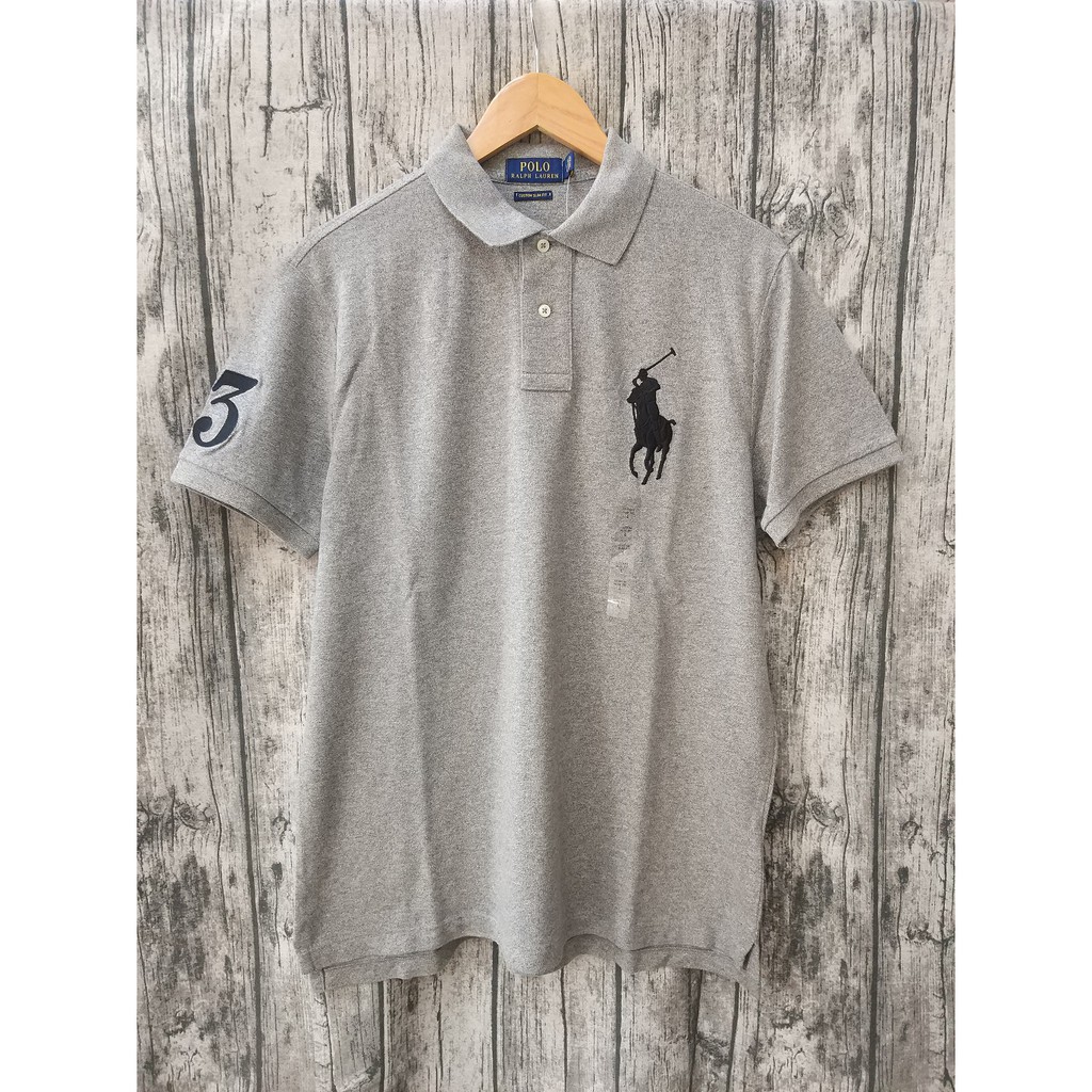 小比美國代購】【Ralph Lauren POLO】RL 男生大人經典款大馬灰色POLO衫