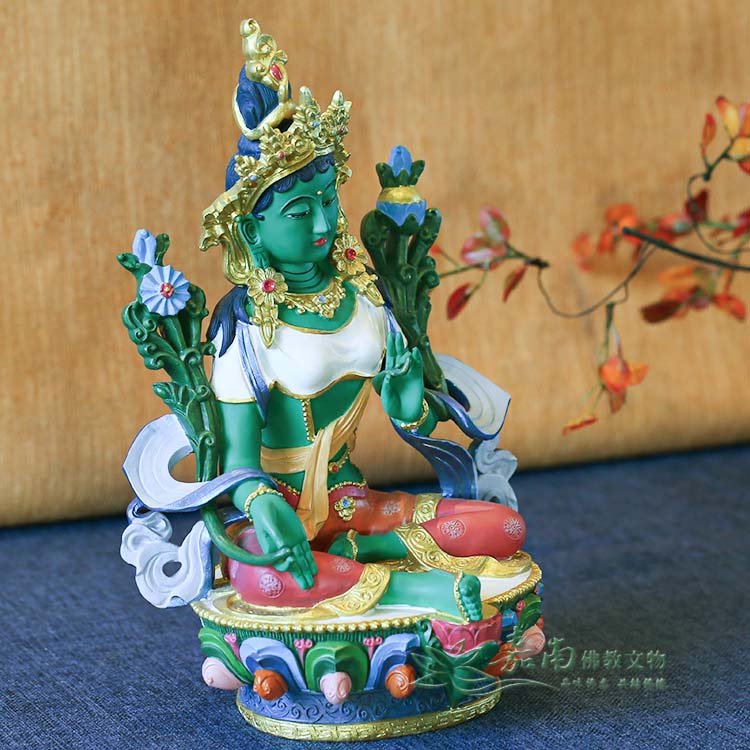 嘉南佛教文物】綠度母-藏密式佛像(8寸8)｜可裝藏綠度母菩薩密宗佛像