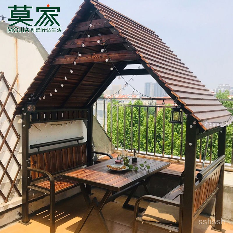 戶外遮陽蓬庭院花園室外鐵藝木屋實木涼亭移動組裝防腐木亭子 MPNU | 蝦皮購物
