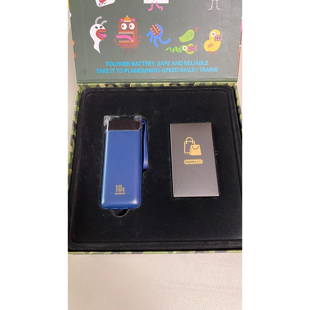 Remax 睿量 RPP-86 簡尚2 自帶線行動電源 全能4線 10000mAh 藍色 | 蝦皮購物
