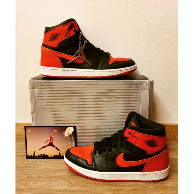 極新】Air Jordan 1 Retro BRED US9 喬丹一代黑紅2001年限量版大魔王灌