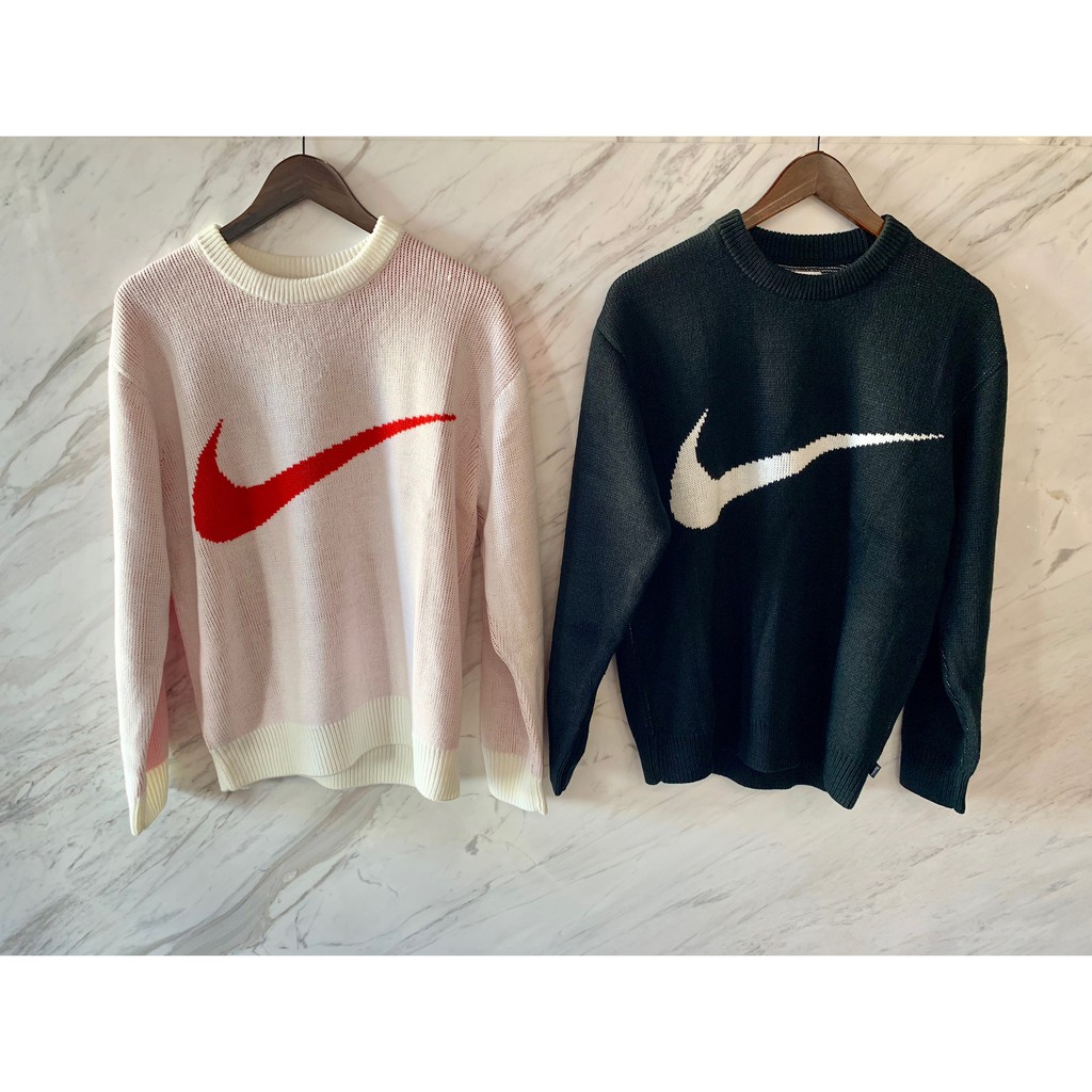 Supreme Nike Swoosh Sweater 聯名 針織 圓領 毛衣 黑色 白色 全新 現貨