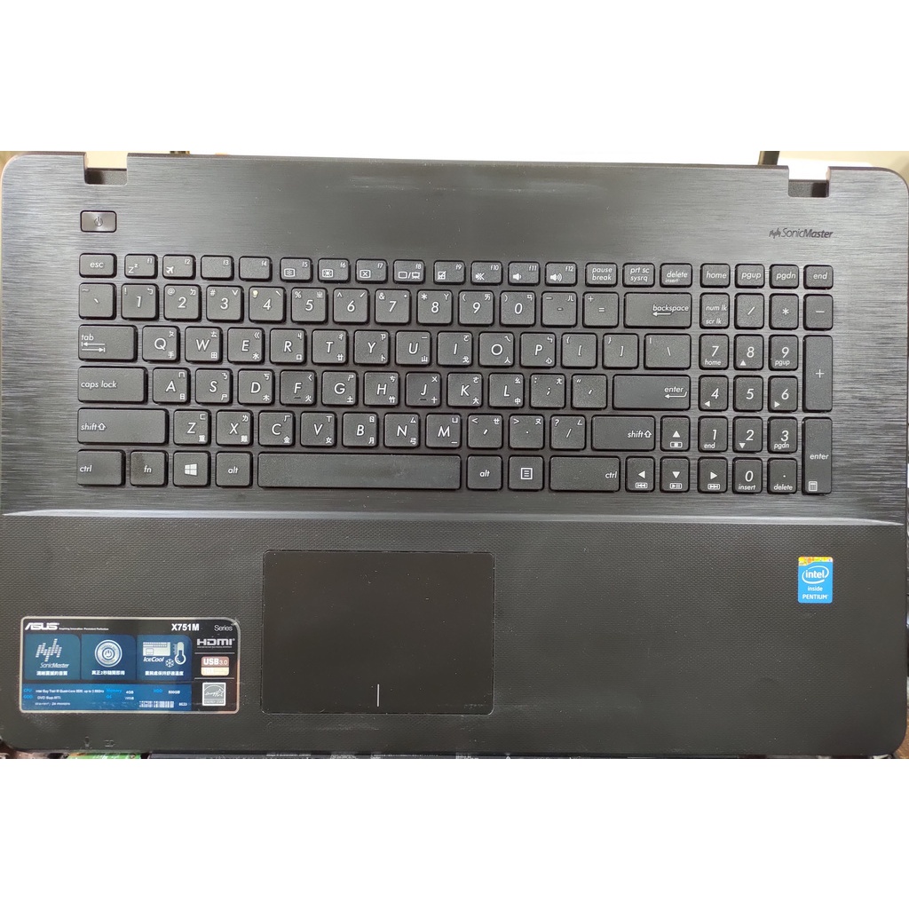 thumbnail image 2 of Black Palmrest Keyboard For Asus X751L X751M X751S X751Y X751N – US QWERTY Layout 2 of 5