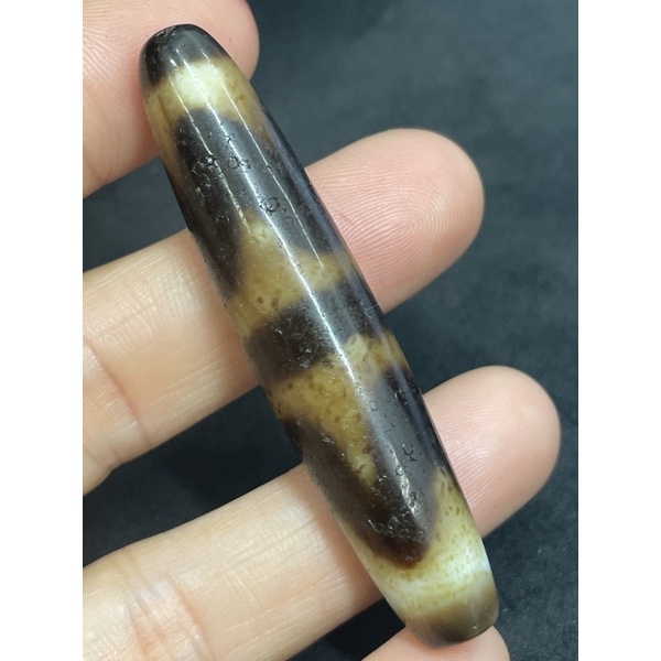D7098天然西藏原礦西藏天珠四線虎牙天珠已打通孔可做吊飾項鍊墜飾手排