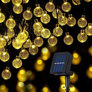 戶外防水LED太陽能聖誕燈串氣泡球5/10/20公尺/米夜景裝飾節日喜慶燈條星星星庭院造景燈舞臺氣氛燈彩燈