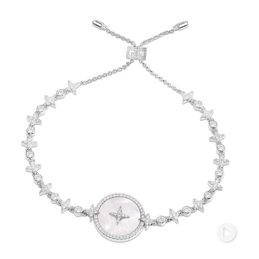 apm Monaco Silver Star Bracelet With Mother Of Pearl