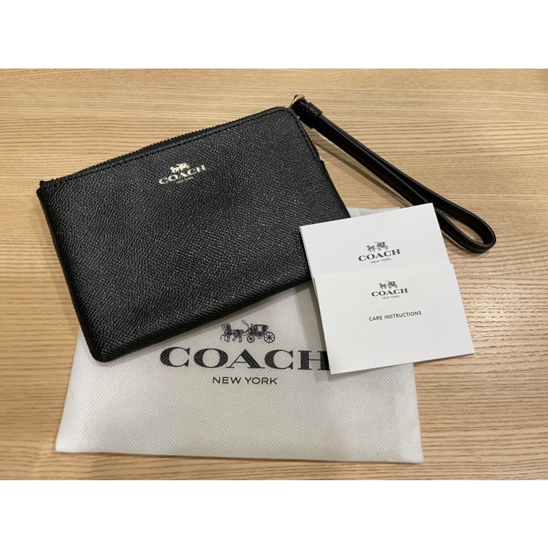 [Coach]全新正品 國外帶回 手拿包 零錢包 卡夾 百搭黑色小牛皮基本款 | 蝦皮購物