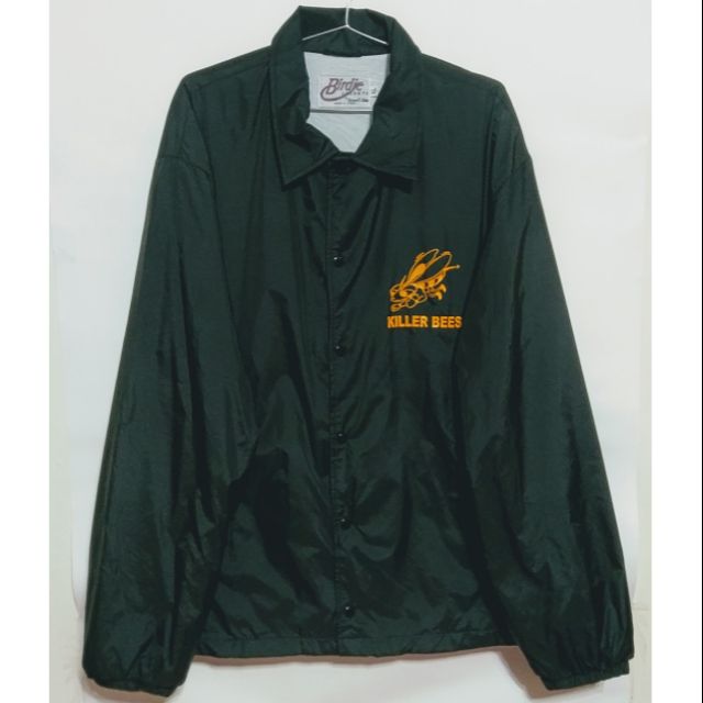 ▌壹肆零肆-古著 ▌vintage coach jacket killer bees黑色尼龍教練外套