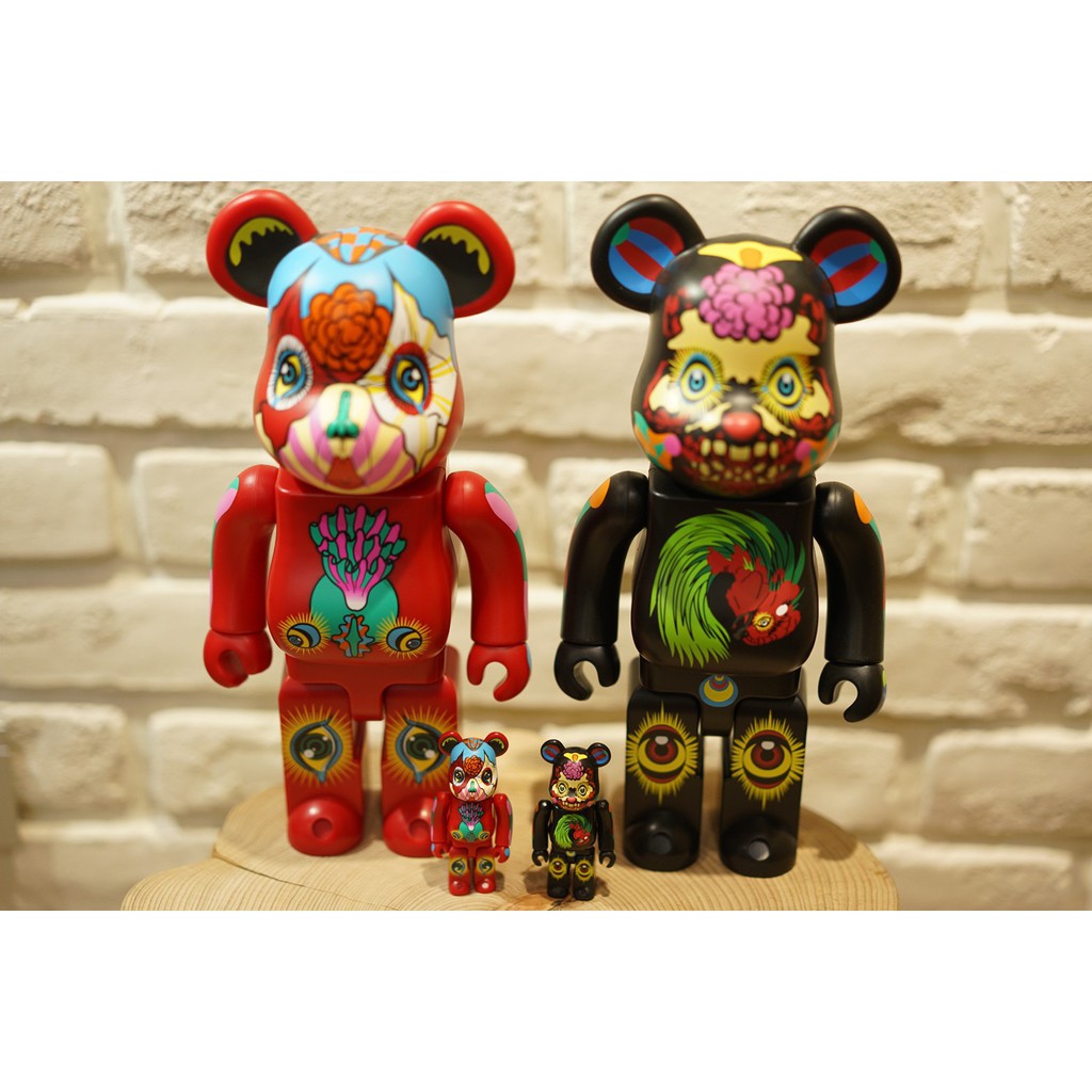 日本國寶級藝術家 田名網敬一 限量組 紅黑配色 Be@rbrick 400+100%