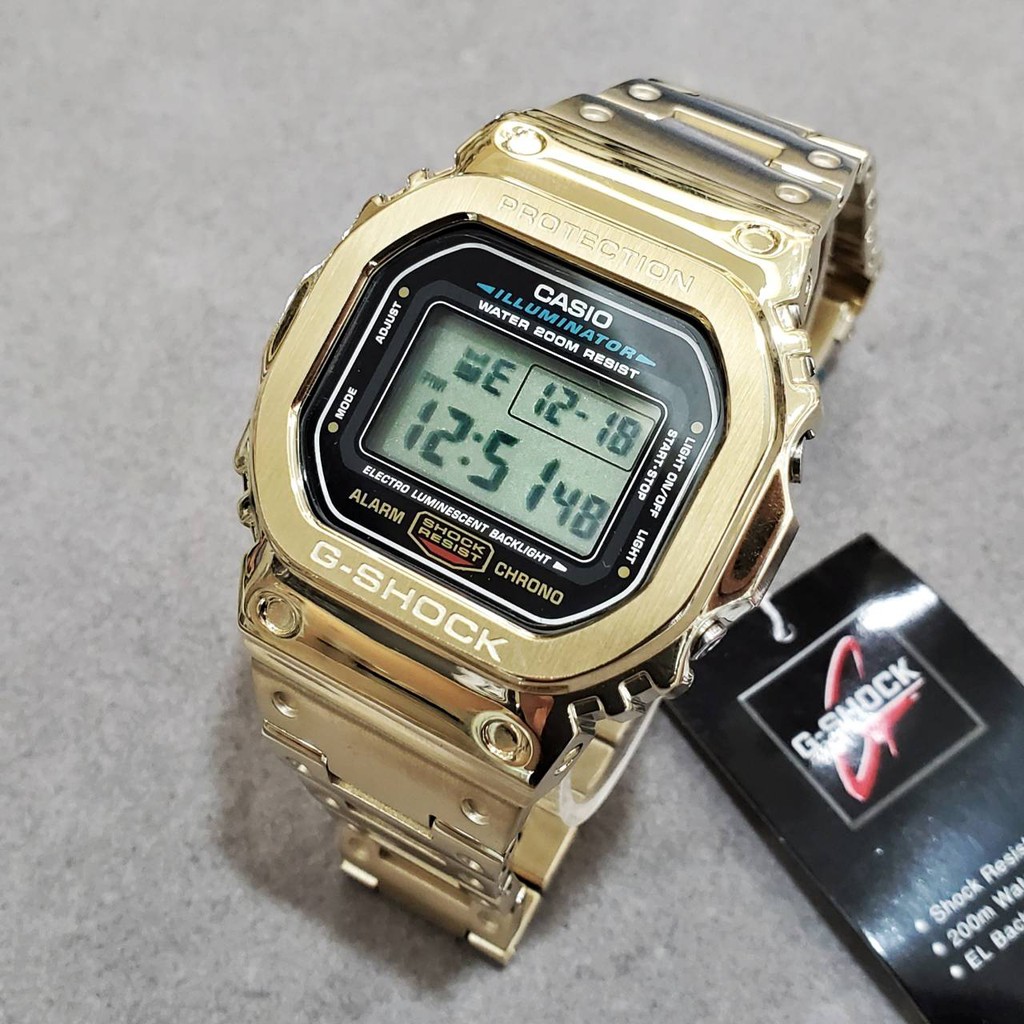 CASIO DW-5600E-1 /已改GMW-B5000GD 金色不鏽鋼錶款/G-SHOCK全新品