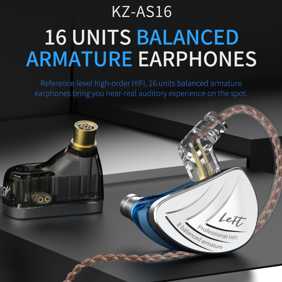 Kz AS16 8BA 入耳式耳機 HiFi 平衡電樞耳機 | 蝦皮購物