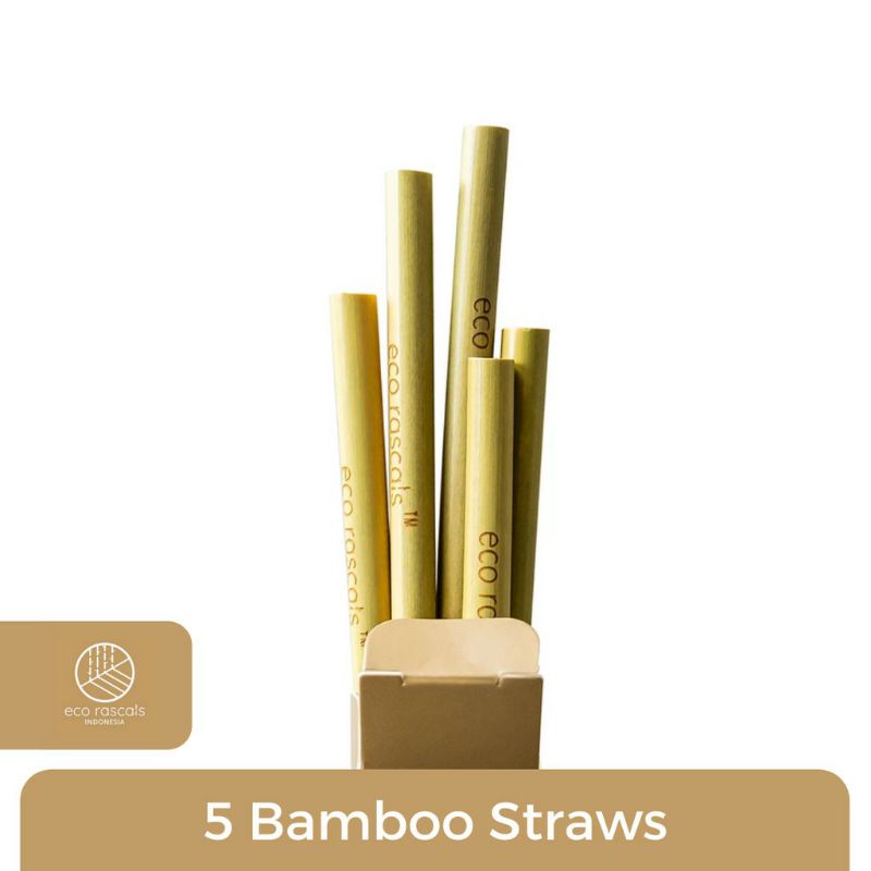 Eco Rascals 可重複使用的竹吸管 5 支 | 蝦皮購物