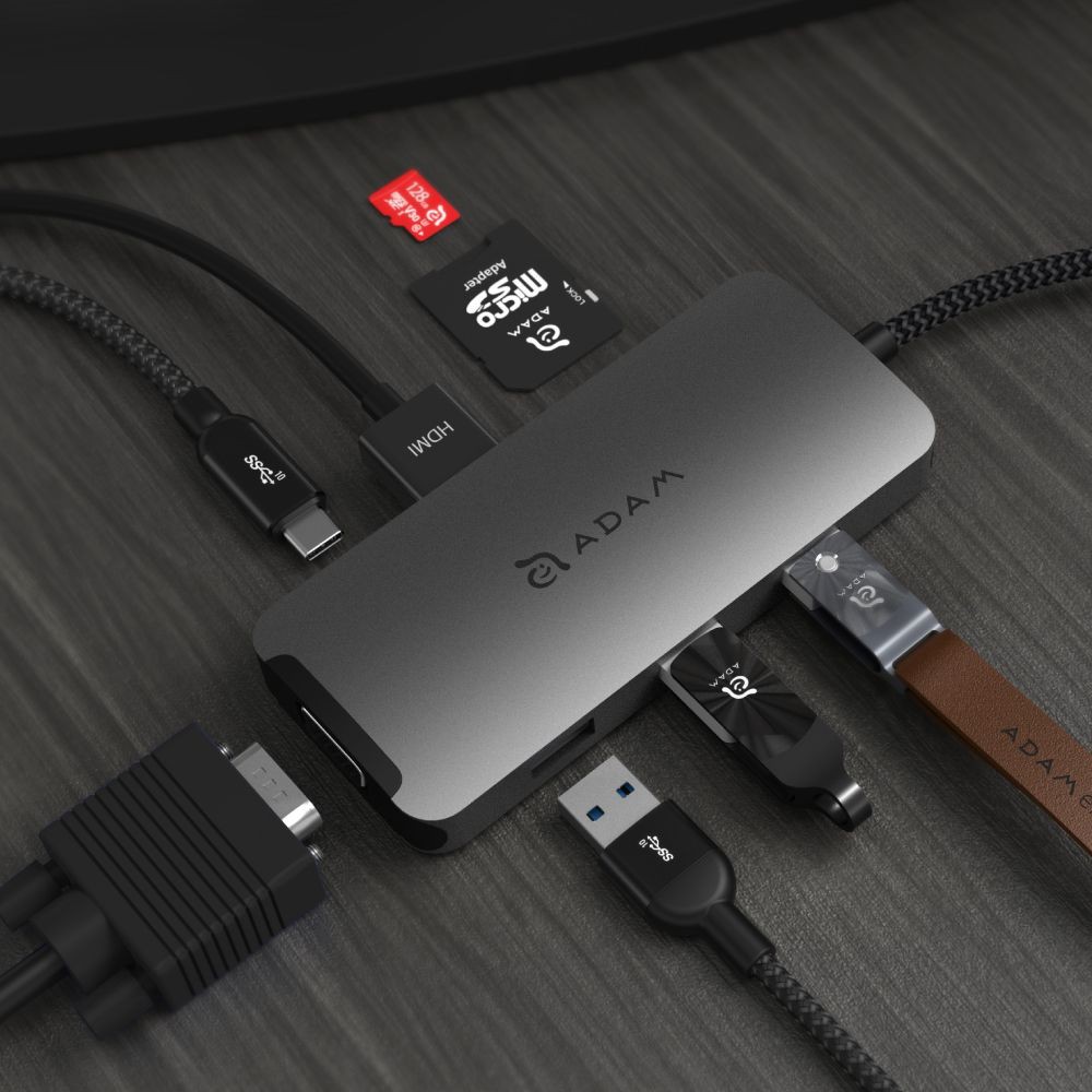 ADAM 亞果元素 CASA HUB A08 USB-C 8 Port 多功能集線器, 午夜藍