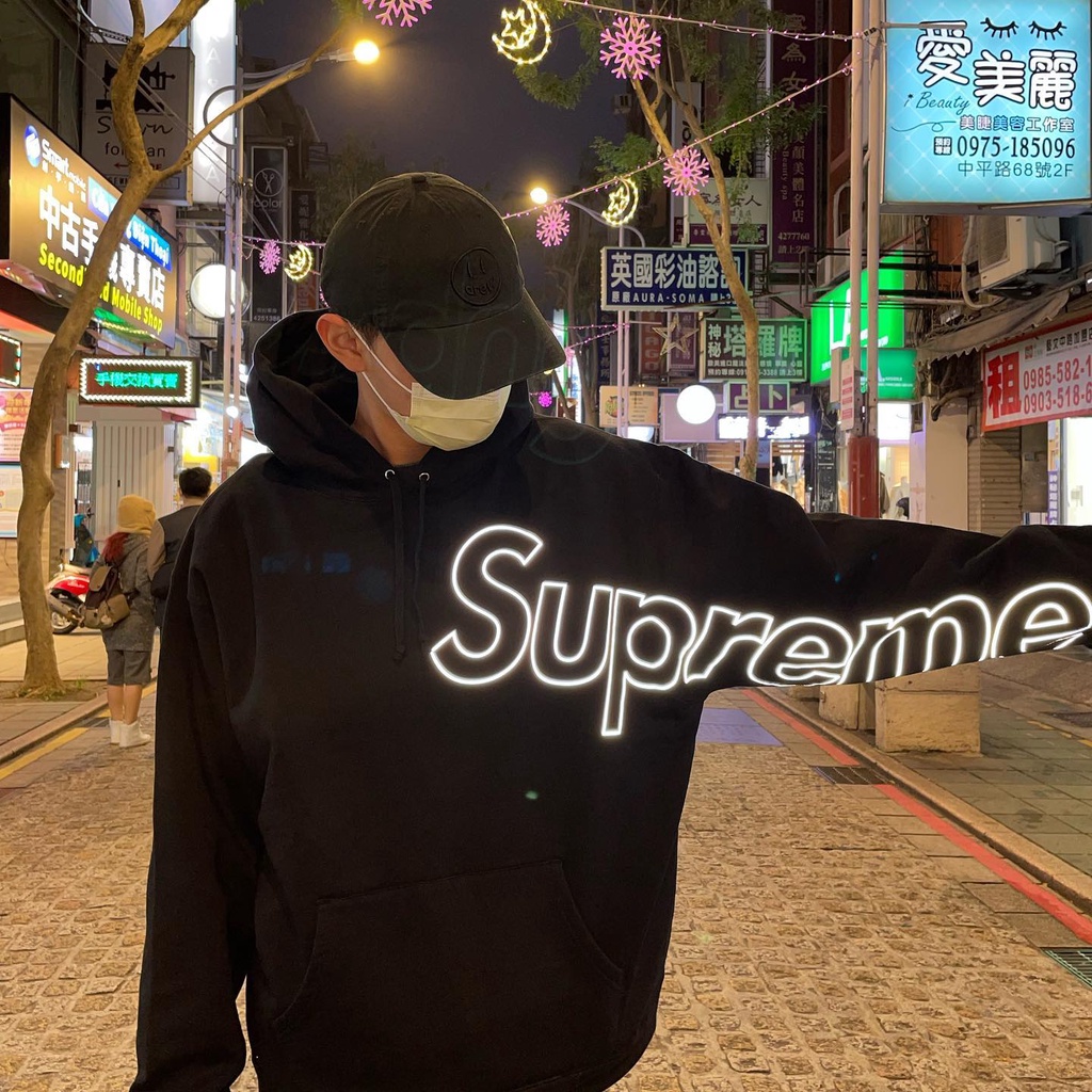 AirRoom 現貨 2021AW Supreme reflective hooded sweatshirt 反光