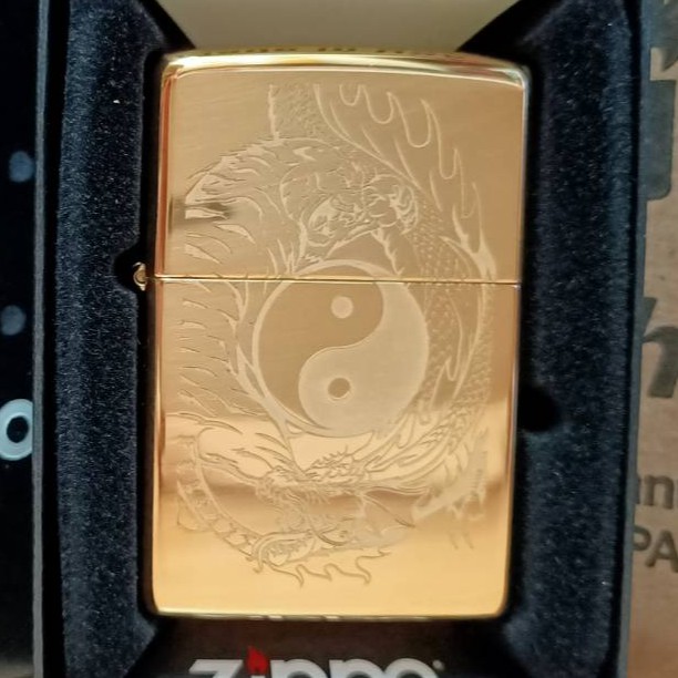 現貨附發票】美國Zippo 打火機正品Tiger and Dragon 龍虎陰陽太極圖