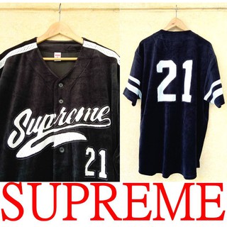 Supreme Velour Baseball Jersey Black