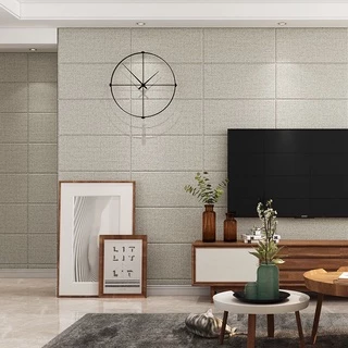 現代簡約素色3d立體自粘牆貼臥室客廳沙發背景牆翻新防水亞麻牆紙壁貼壁紙加厚防水
