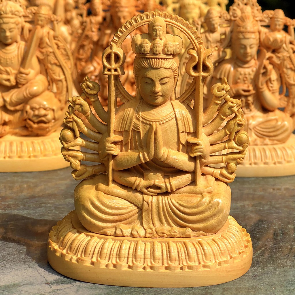 木造 極上品 仕女 黃楊木 手彫り 立像 置物 3点セット 黄杨木三圣